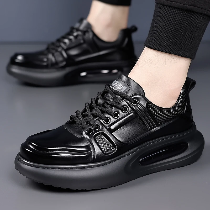 

Thick-soled 5cm Leather Men's Shoes 2025 New Breathable and Versatile Casual Shoes Dad Shoes Men High-end Air Cushion Loafers