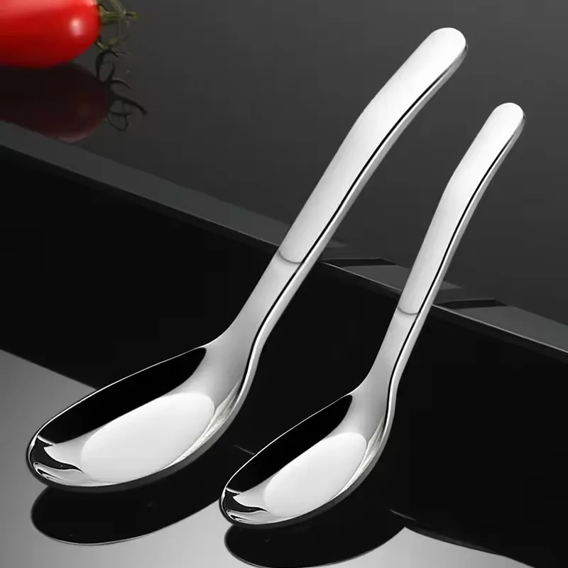 

Creative Korean 316 Stainless Steel Spoon Household Flat-bottomed Teaspoons Thickened Deepened Tablespoons Utensil for Home