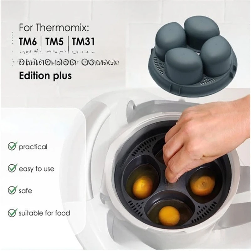 Cup Egg Poacher Steamer, Microwave Safe Silicone Egg Cooking Bowl for 4 Poached Eggs, Kitchen Gadget Breakfast Tool image 3