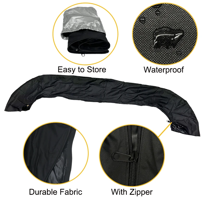 600D 3 BOW / 4BOW Bimini Top Boot Cover No Frame Boat Cover Waterproof Anti UV Boat Cover Dustproof Boat Accessories Black