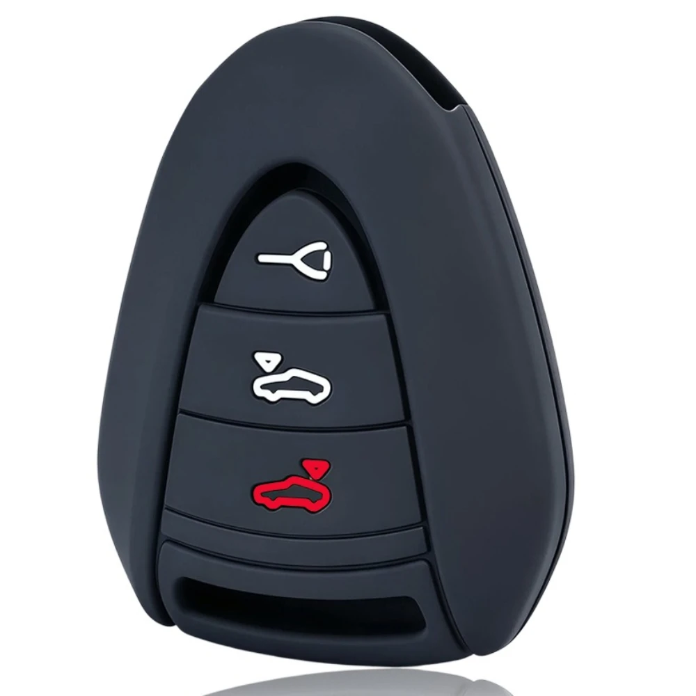 3 Buttons Silicone Car Remote Key Case Cover Shell Keychian Fob Holder for Porsche 911 997 Boxster 987 Cayman Parts Accessories