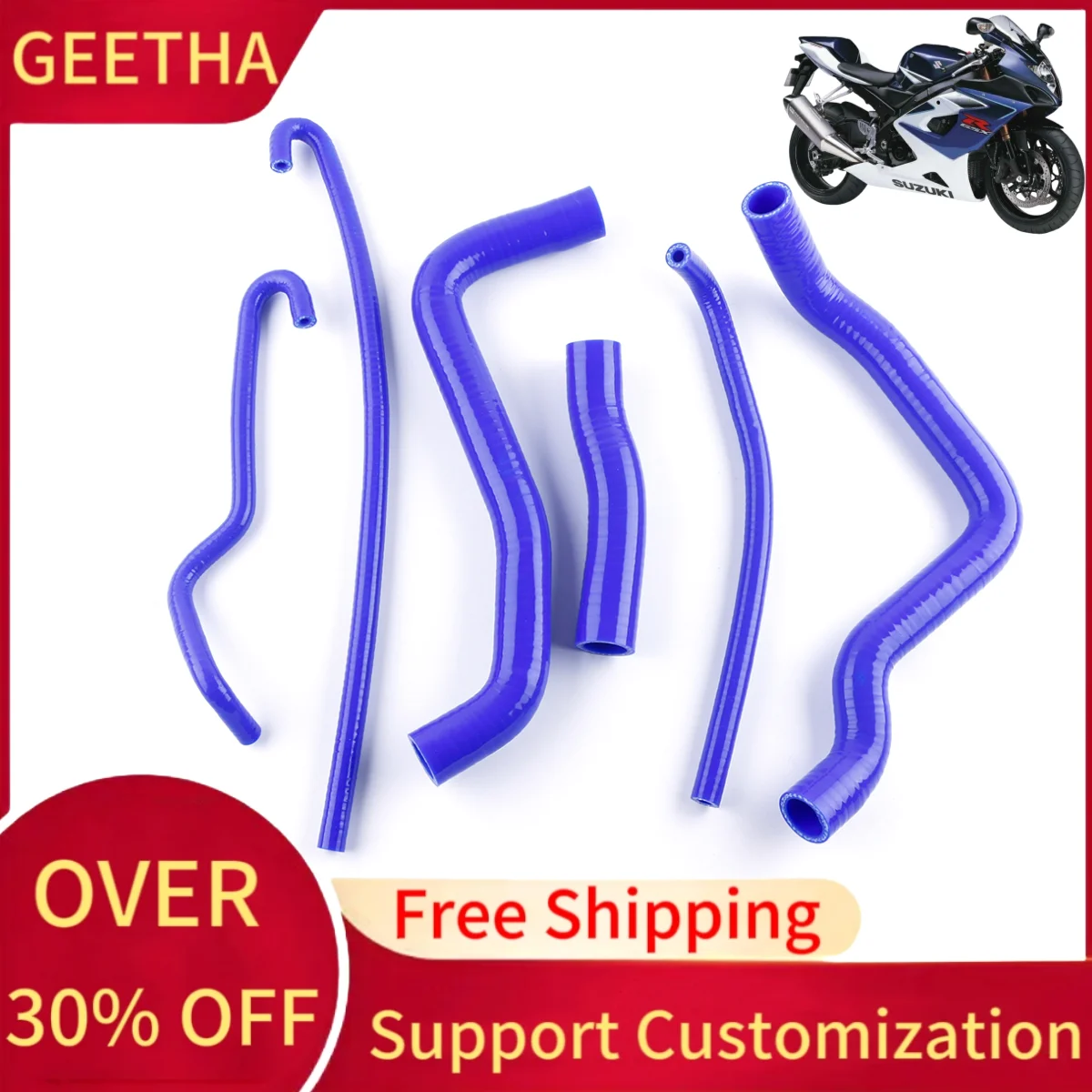 

For SUZUKI GSXR 1000 GSXR1000 2005-2006 K5 K6 Silicone Radiator Coolant Hoses Kit