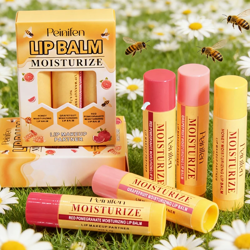 3pcs Milk Jelly Fruit Flavor Lip Balm Set, Fruity Lipstick, Lasting Moisturizing, Care for Lip Skin, Keep Lips Moist