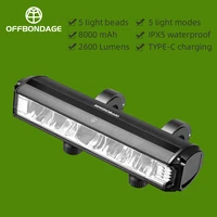 OFFBONDAGE-luz frontal para bicicleta, 2600 lúmenes, 8000mAh, linterna impermeable, carga USB, accesorios para lámpara de Ciclismo de Carretera MTB