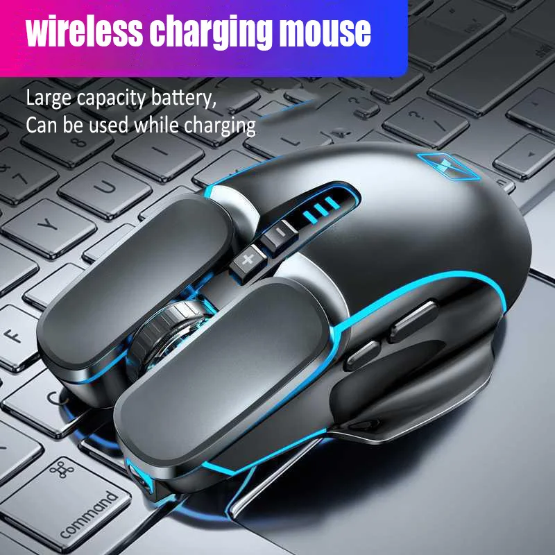 2.4G Wireless Mouse Rechargeable Mechanical E-sports Mouse 6 Buttons 4 Levels DPI Adjustmentt Intelligent Power Saving For PC