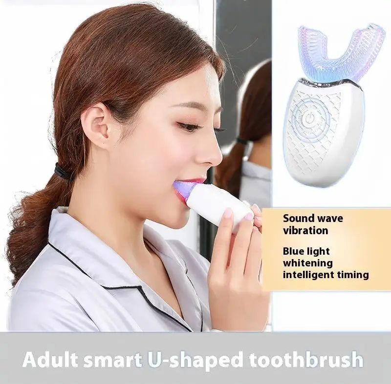 

U-shaped Electric Toothbrush Rechargeable Sonic 360° Clean Soft Silicone Bristles Waterproof for Adults Travel Friendly