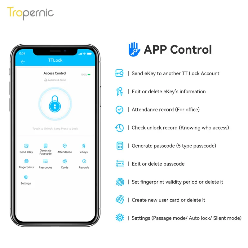 Système de contrôle d\'accès intelligent Ttlock pour l\'extérieur, étanche Ip65, lecteur d\'empreinte digitale Alexa, Bluetooth, Rfid, carte de code,