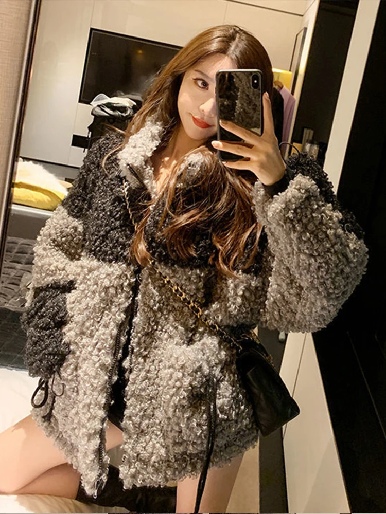 Max LuLu Winter New Gray Loose Fur Coat 2023 Women Casual Punk Style Jacket Ladies Harajuku Zippers Streetwear Vintage Clothing