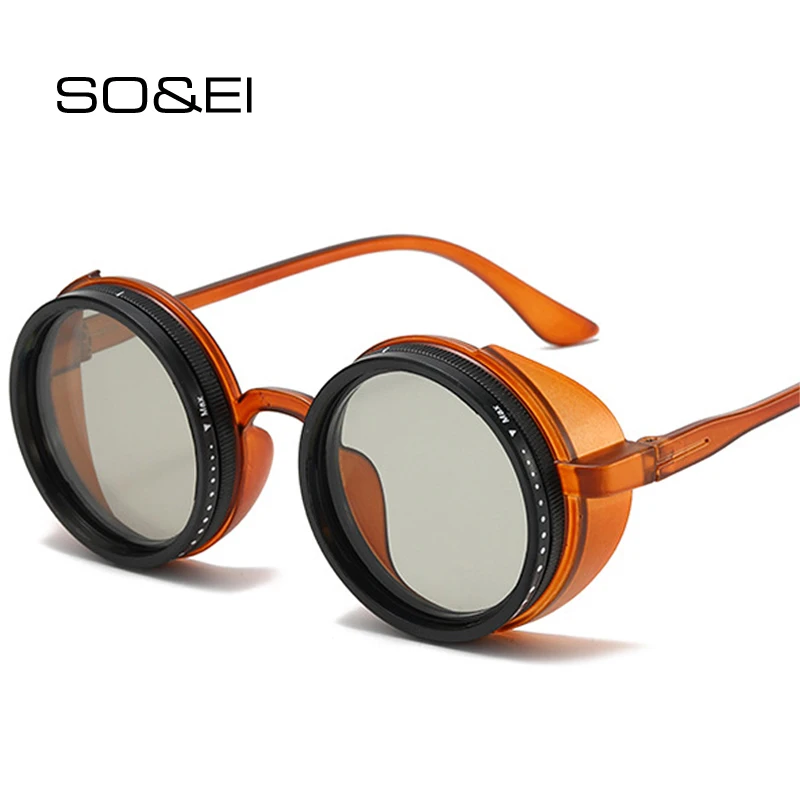 SO&EI New ND9-level Adjustable Dimming Men Polarized Sunglasses Shades UV400 Retro Round Punk Women Outdoor Sports Sun Glasses
