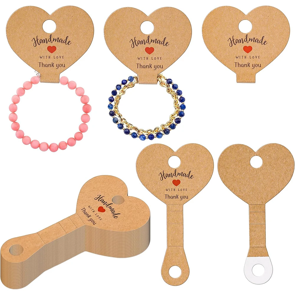 

Heart Shaped Jewelry Hanging Display Self Adhesive Cards Tags for Bracelet Necklace Ring Keychain Jewelry Packaging
