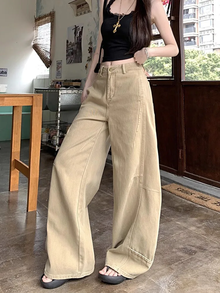 

Summer New plus Size Women's Wide Leg Jeans Loose Straight Casual High Waist Long Pants Tummy Control Bootcut Denim