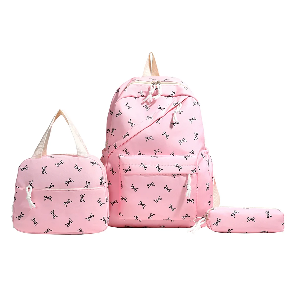 

Простой набор рюкзаков из 3 предметов, универсальная школьная сумка с коробкой для завтрака и пеналом, школьный рюкзак, эстетический рюкзак для девочек-подростков