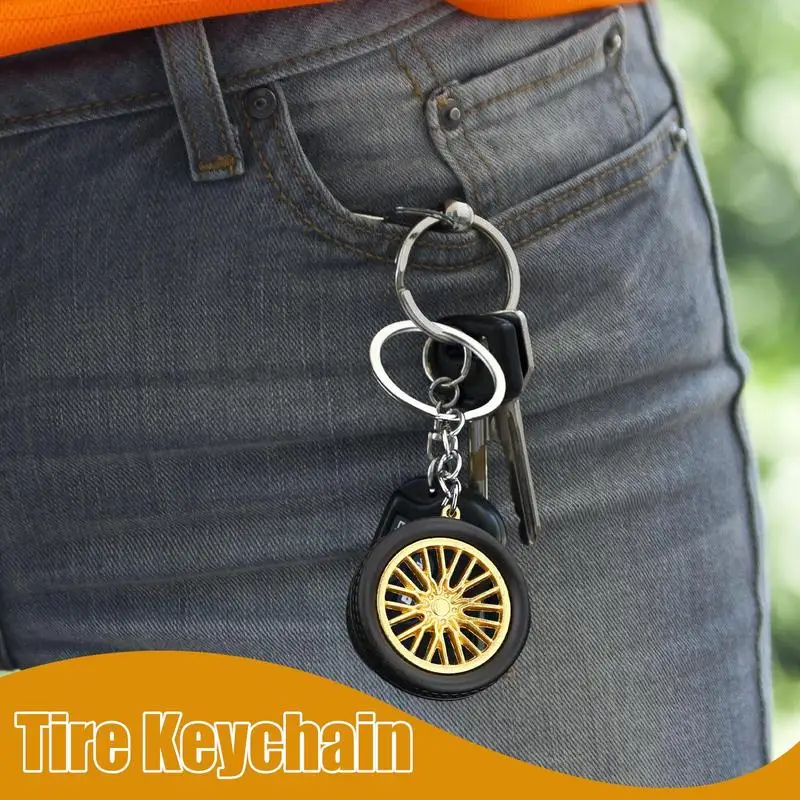 Cute Tire Keychain Tire Key Ring Pendant Car Bag Charm Truck Tire Keychain Wheel Tire Keychain Motorcycle Car Fans Keychain