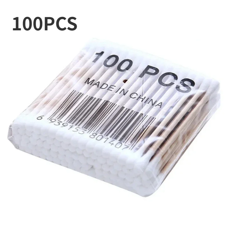 100pcs Double Head Cotton Swab Women Makeup Cotton Buds Tip For Wood Sticks Nose Ears Cleaning Health Care Tools