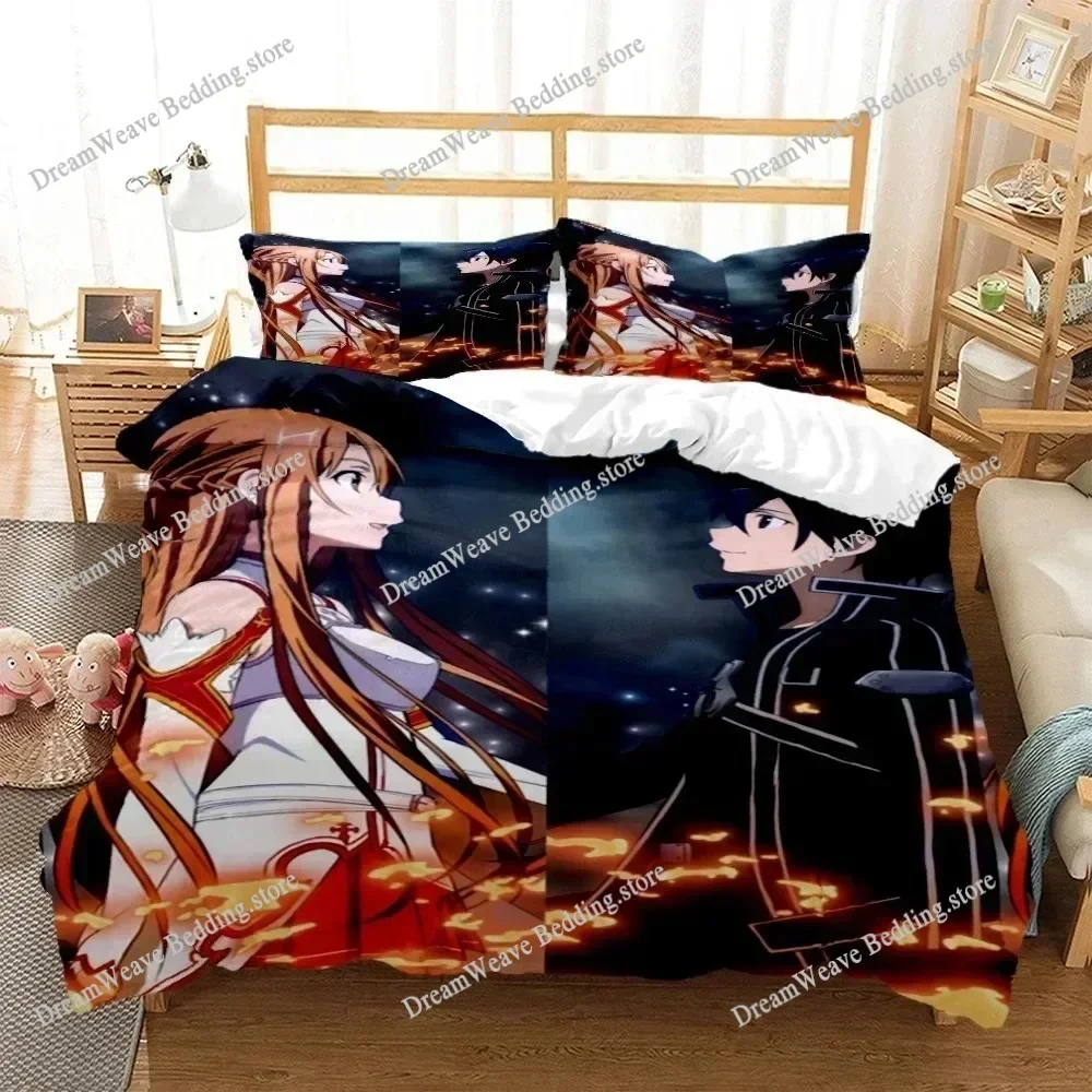 3D Print SAO Anime Art Print Bedding Set Fashion Article Boys or Adults Quilt Covers Pillowcases Duvet Cover Set Luxury Gift