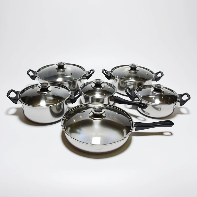 

Stainless steel kitchen cooking 12-piece pot set gas stove induction cooker currency cooker set