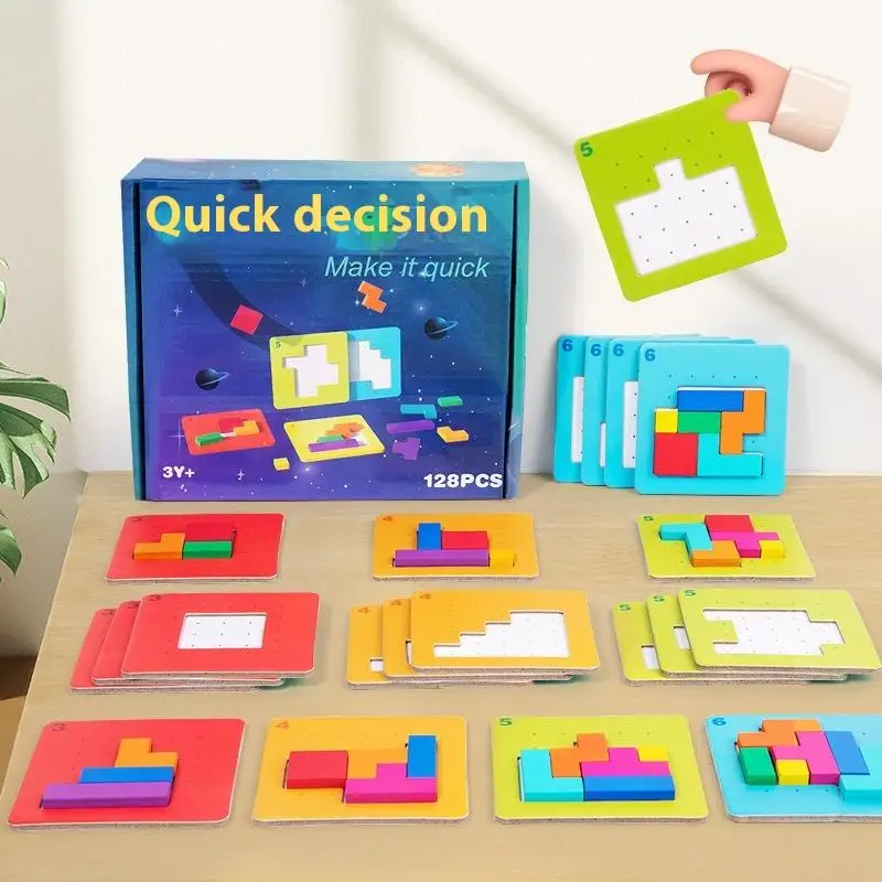 1 ensemble de jouets mathématiques Tangram, blocs de construction, jeu de formes de couleur pour enfants, cadeaux 3D, jeu de Puzzle interactif pour deux personnes