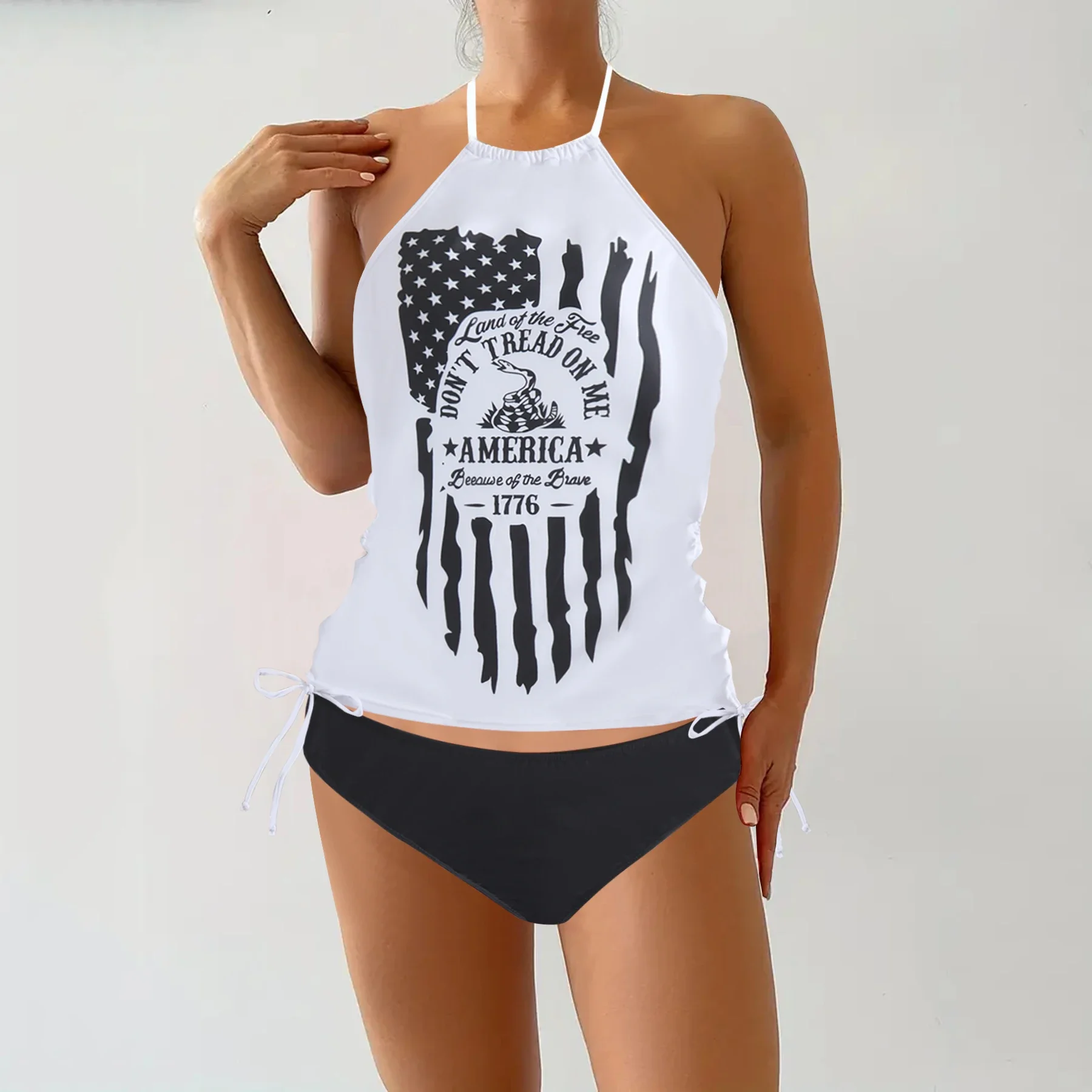 Women's Tankini Swimsuit Set, Floral Print Backless Two-Piece Swimwear, Fashionable Beachwear with Tank Top & Shorts Sexy Bikini