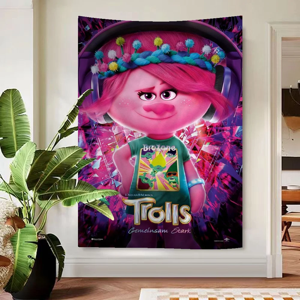 Cartoon T-Trolls Band Together Printed Large Wall Tapestry Art Science Fiction Room Home Decor Decor Blanket