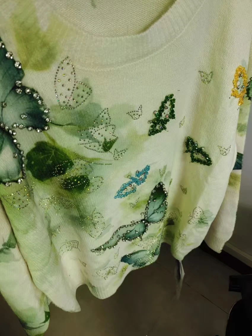 

Real Photo Crystal Embroidery Party Sweaters Autumn Winter Knitwear Pullover pull femmes tendances 2025 New Women's Y2K Sweater