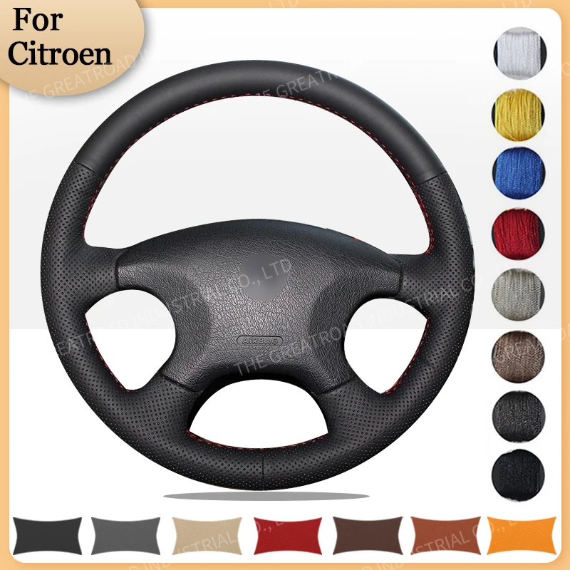 Custom Car Steering Braid Wheel Cover for Citroen Xsara Picasso 2001-2010 Berlingo 2003-2008 C5 2001-2006 Auto interior