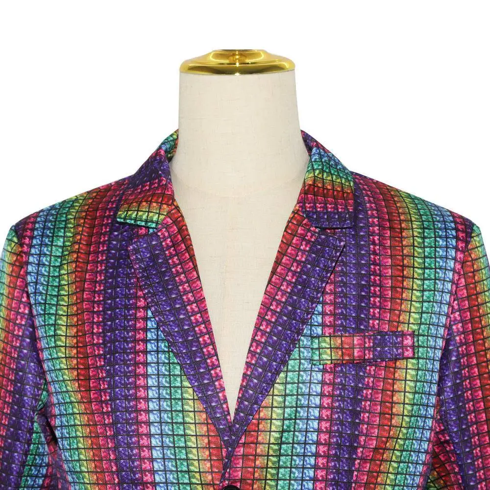 Halloween Cosplay Anzug Regenbogen Plaid iny Silber Gold Bühne Performance Nachtclub Cooles Damen Ethnisches Kostüm Winter 2023