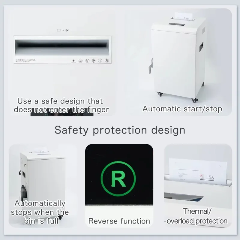 

P-5 100L High Security Paper Shredder Machine - 25 Sheets Auto Lubrication Commercial Document Destroyer for Office