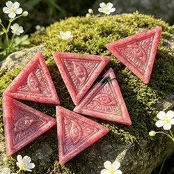 1PC Natural Rhodonite Evil Eyes Hand carving,Double Sided Reflection Ultrastrong Light,Home Decoration,Crystal Heal,Reiki Heal