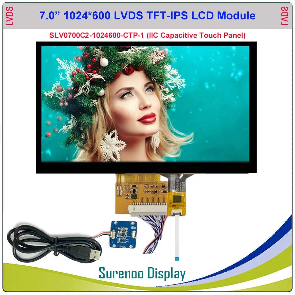7" 7.0" inch 1024*600 20P_LVDS TFT IPS LCD Module Display Screen & USB Capacitive Touch Panel suitable for Android/Lunix