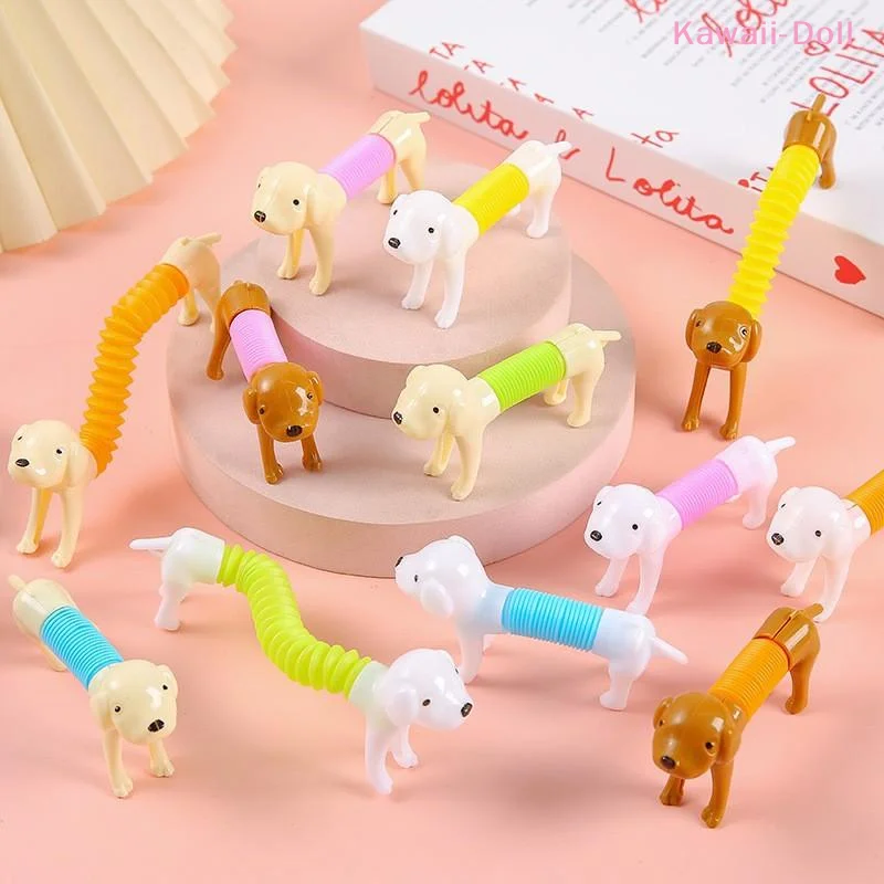 [DO]24-36Pcs Stretchable Dog Toy Pinata Filler Telescoping Animal Sensory Squeeze​ Pet Toy School Rewards Birthday Party Favors