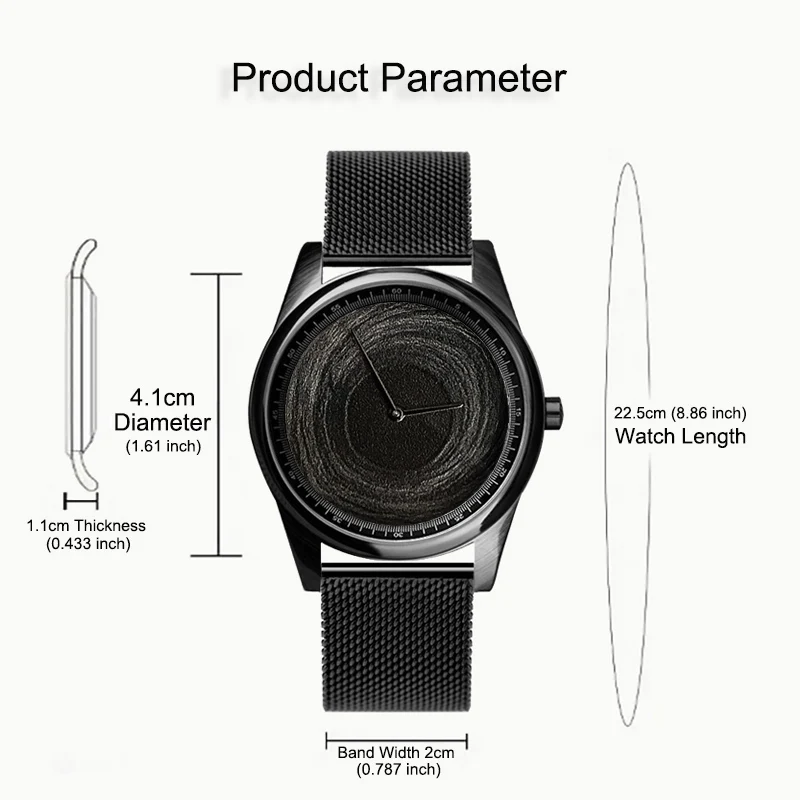 2023 Enmex Individualization special design wristwatch 3D black hole creative design letaher fashion quartz clock men watch