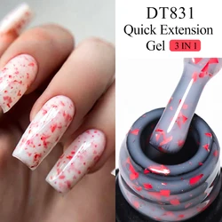 MEET ACROSS 7ML Pink Foils Glitter Quick Extension Gel Nail Polish Long Lasting Rubber Base Gel Nail Art Construction UV Gel