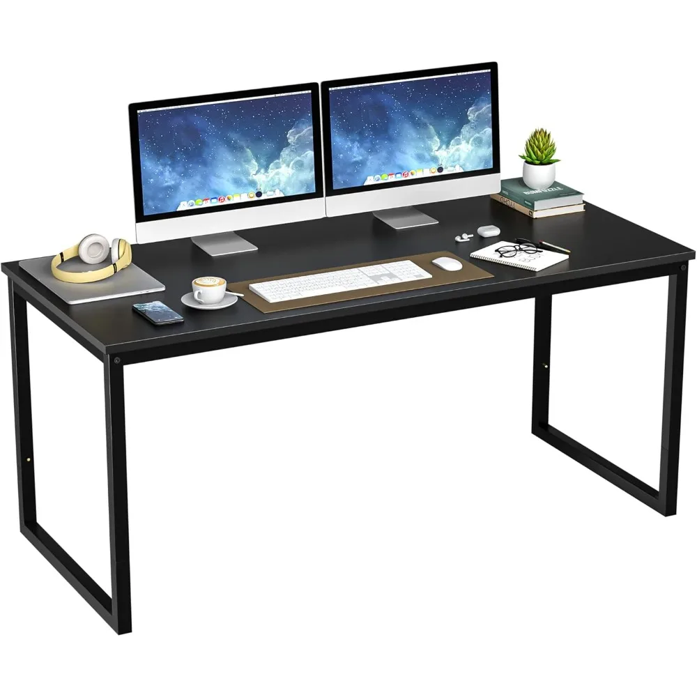 

Computer Desk 55" Large Office Desk Computer Table Laptop PC Simple Study Writing Desk for Home Office, Black
