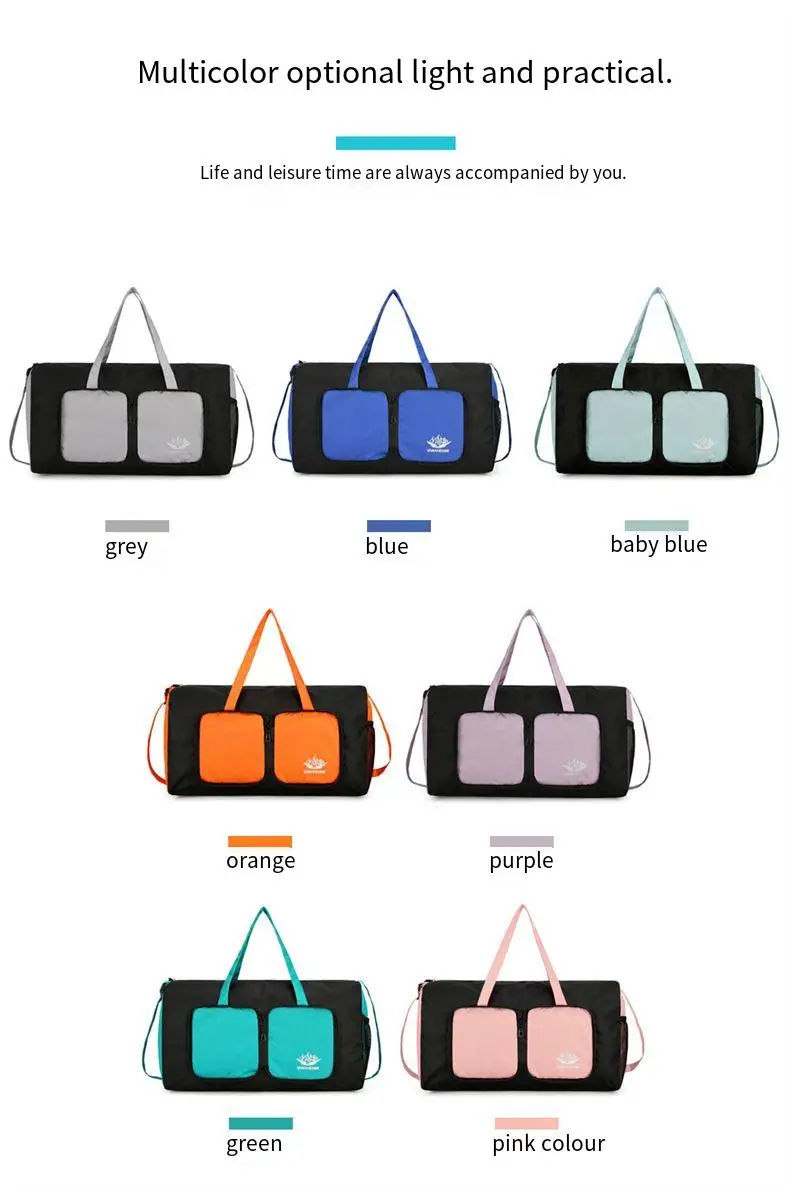 حقيبة سفر جديدة قابلة للطي للجنسين حقيبة يد ذات سعة كبيرة خفيفة الوزن متعددة الوظائف حقيبة تخزين للرياضات الخارجية والمشي لمسافات طويلة