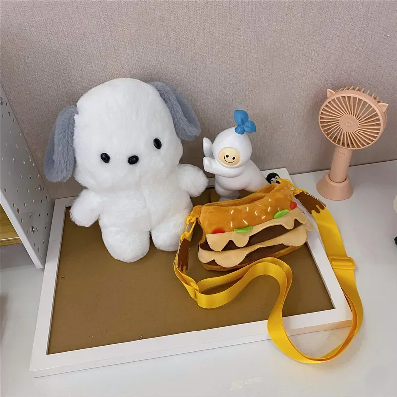 Gifts Detachable Hamburger Bear Small Shoulder Bag Ins Pacha Dog Plush Doll Messenger Bag Girls Coin Purse