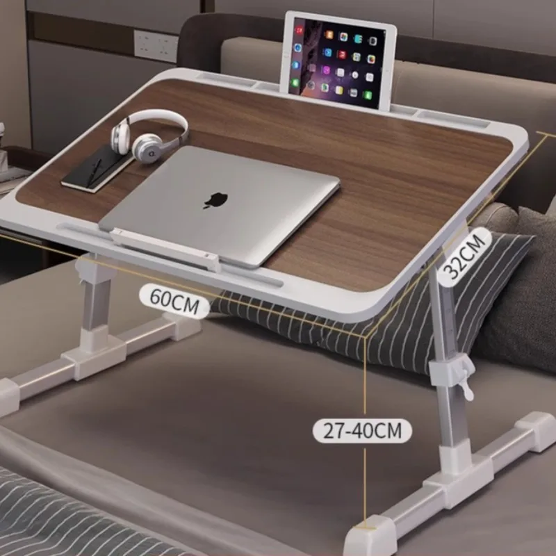 طاولة كمبيوتر محمول بجانب السرير قابلة للتعديل، مكتب سرير مع فتحة، حامل قابل لضبط الارتفاع، سطح عمل نافذة الخليج لاستخدام الكمبيوتر المحمول