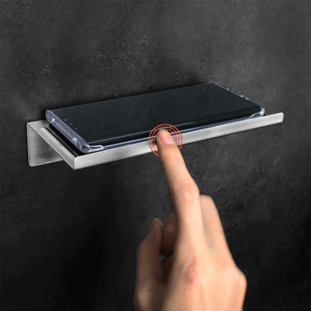 

Stainless Steel Phone Holder Toilet Paper Roll Holder Wall Mounted Tissue Hanging Rack Bathroom Organizer No Drill