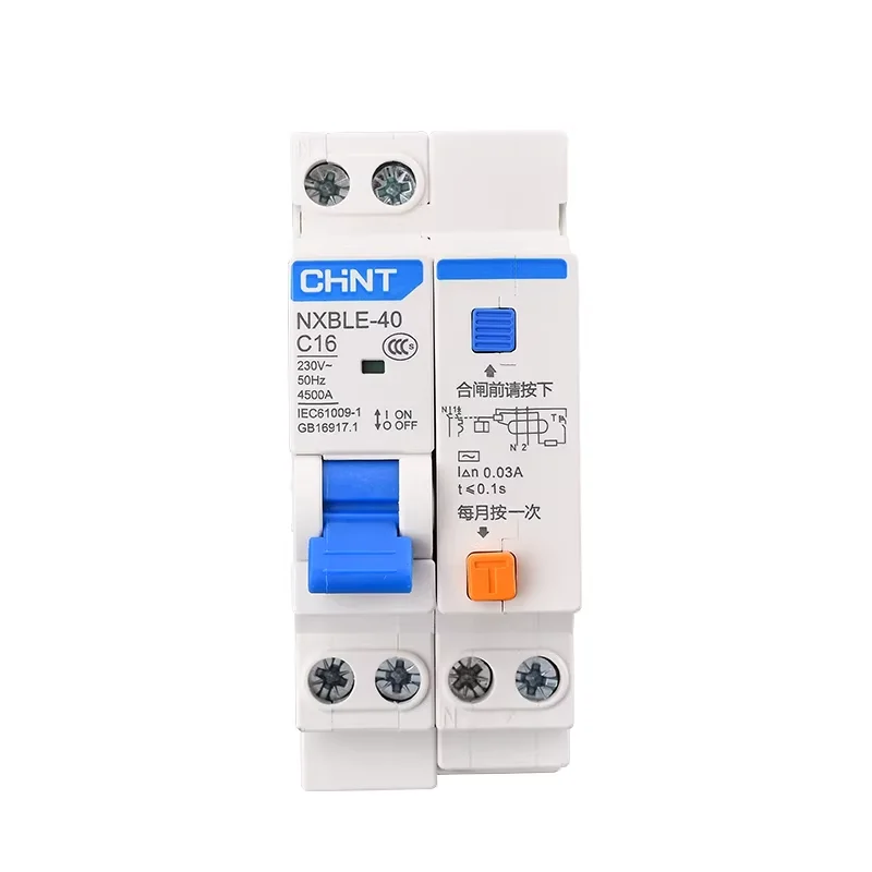CHINT NXBLE-40 Earth Leakage Protector 1P+N 6A 10A 16A 20A 25A 32A 40A 220V 230V 50Hz Miniature Circuit Breaker