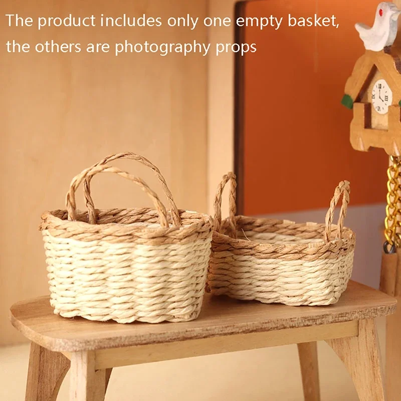 1:12 Dollhouse Miniature Storage Basket Vegetable Food Woven Frame Kitchen Model Decor Toy Doll House Accessories
