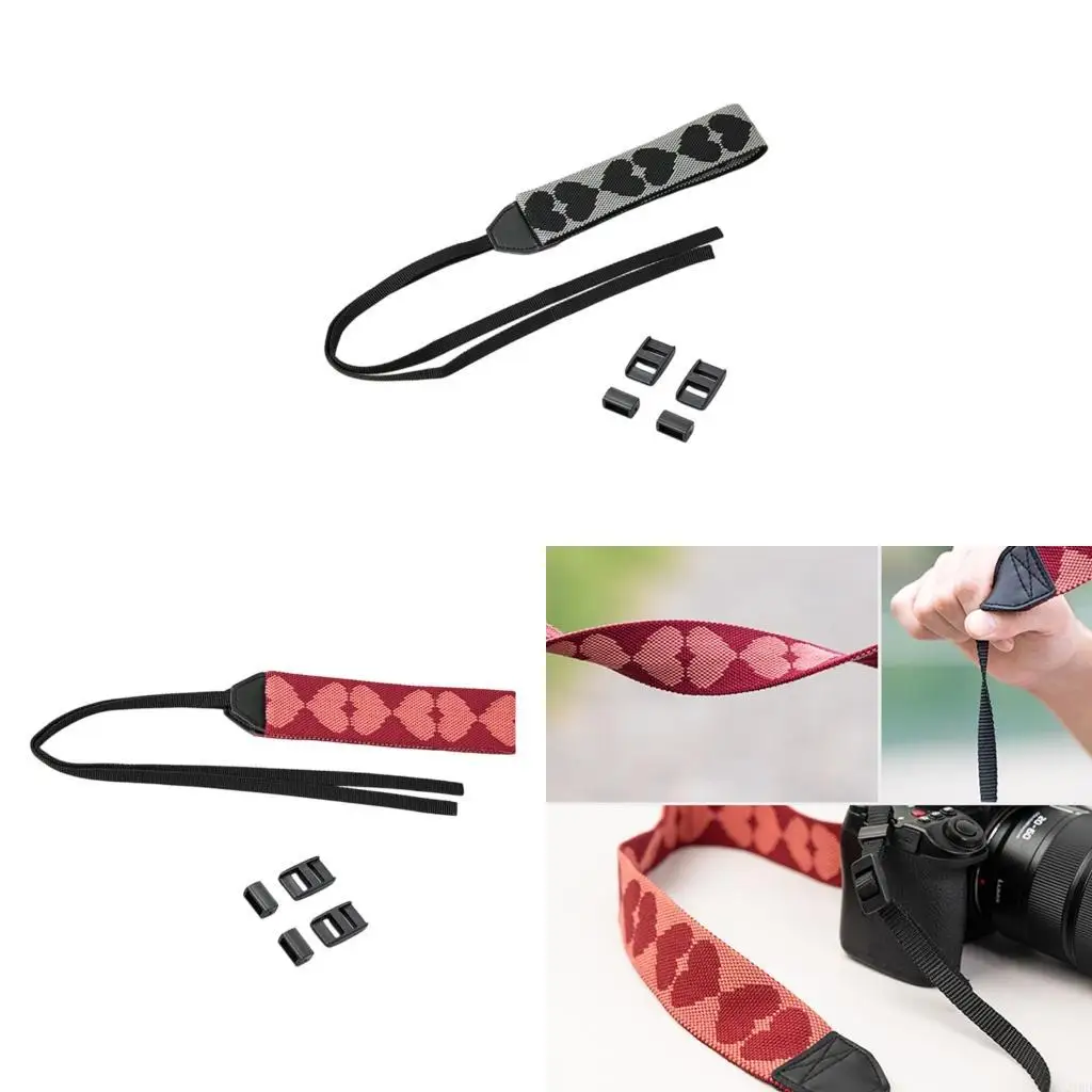 J1HD Adjustable Camera Shoulder Strap With Heart Decoration Secure Locking Clip