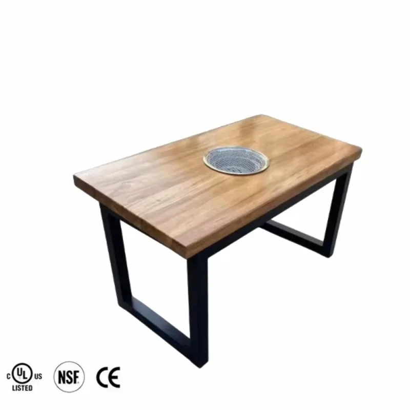 Solid Wooden Barbecue Table Modern Restaurant Furniture Customizable Top Restaurant Dining Table Sets 6 Chairs Designs 1 Set