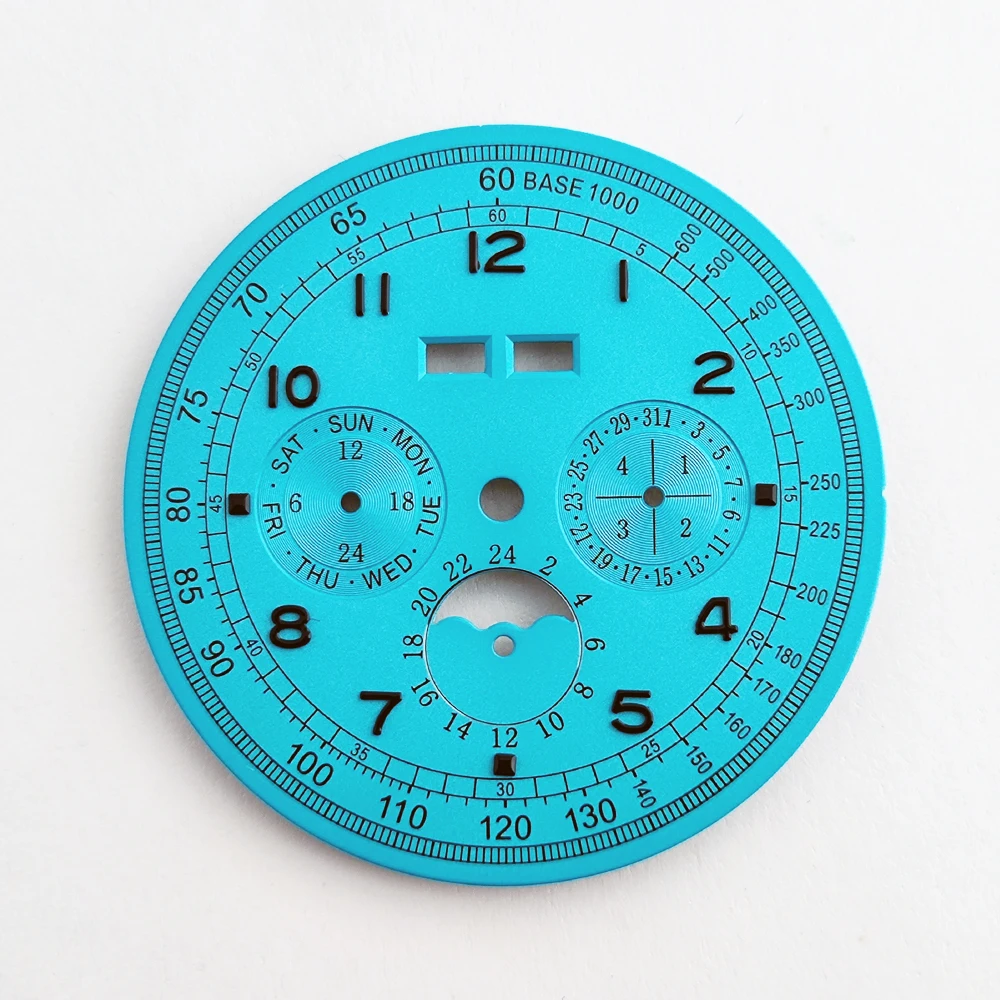 36.5mm Dial Grand Complications Watch Dial For ST1655 Chronograph Perpetual Calendar Movement Sapphire Crystal Case Mod Parts