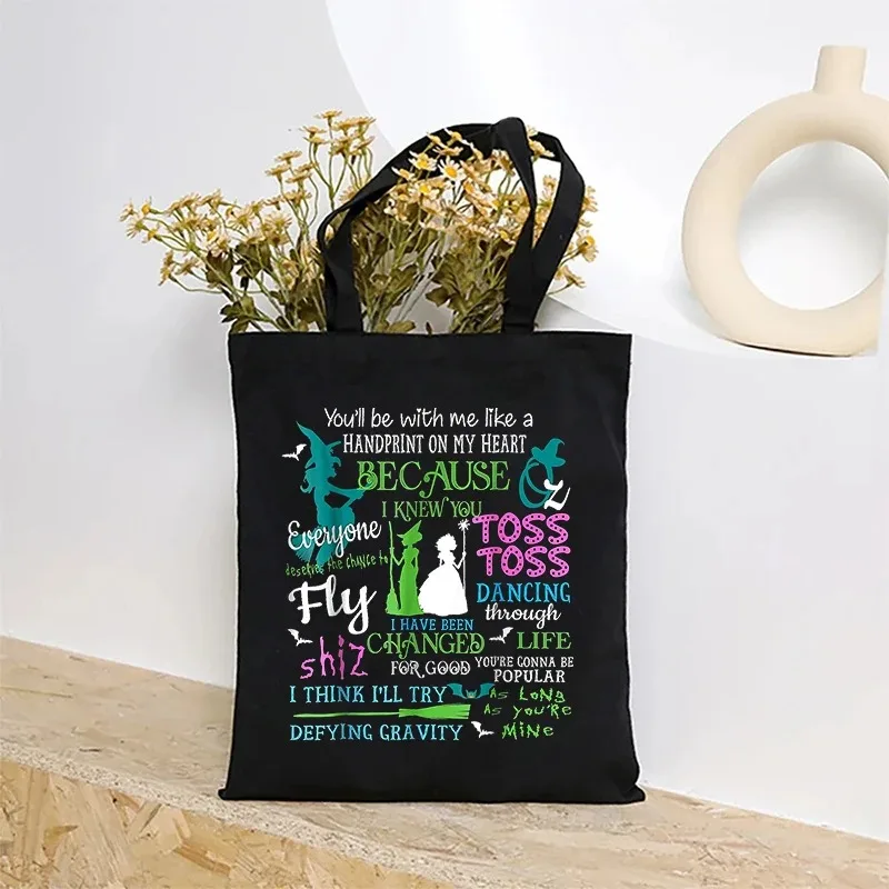 

Wicked The Musical Foldable Shopping Bag Glinda Elphaba Inspired Musical Lover Gifts Canvas Tote Bag Musical Theater Fans Gift