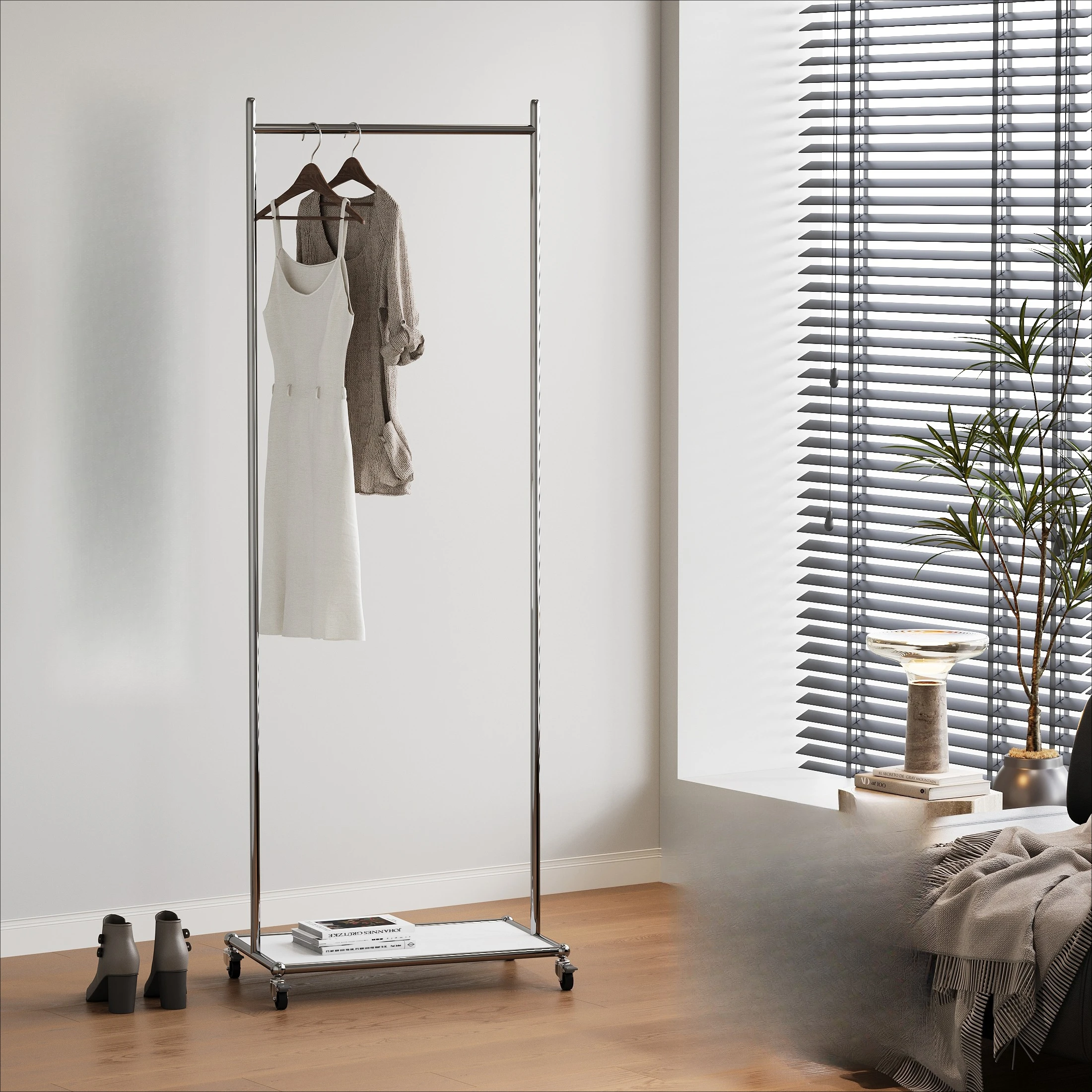 

Средневековая вешалка для одежды, простая напольная вешалка из нержавеющей стали для спальни, дверная стойка для хранения вещей