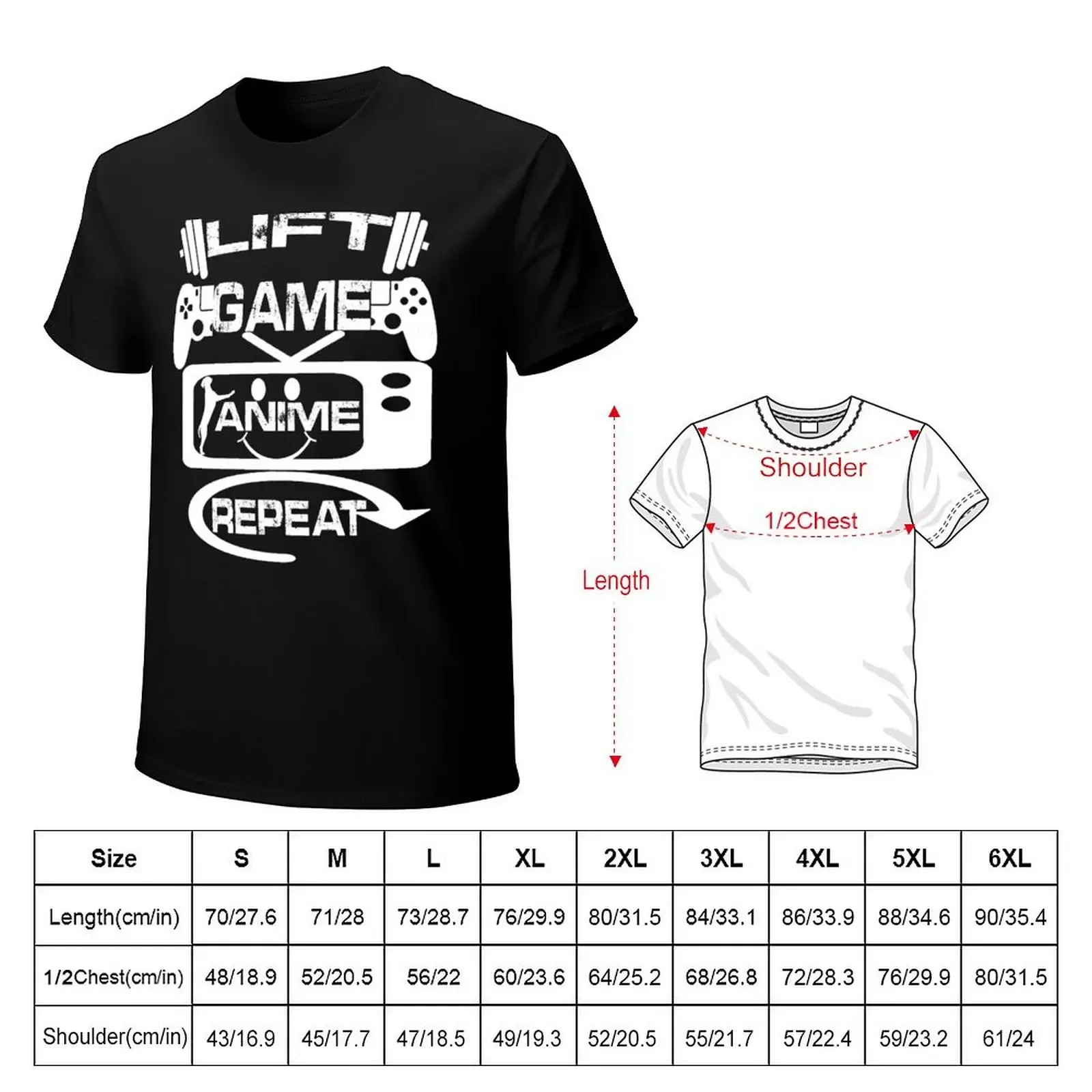 Lift Game Anime Repeat funny workout T-Shirt hippie clothes tees summer tops summer top men clothes