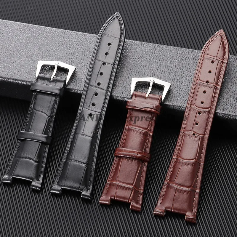 Men Women Genuine Leather Watch Band 25mm*13mm Cowhide Strap Bracelet for Patek Philippe Nautilus 55711 5712 5726 5980 Wristbelt