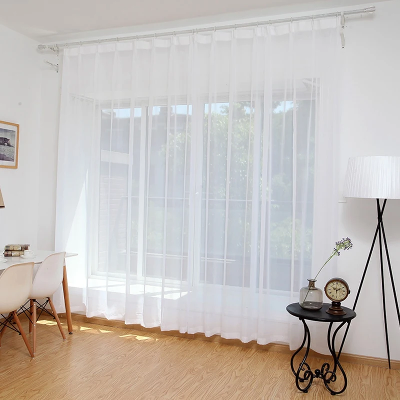 

AS94-2Pcs Super Soft Great Hand Feeling White Tulle Curtains For Living Room Decoration Modern Veil Chiffon Solid Sheer Voile