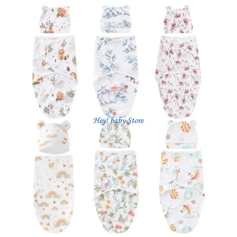 Bolsas Q1fe para los recién nacidos Bolsos dormir para bebés niños con manta algodón sombrero