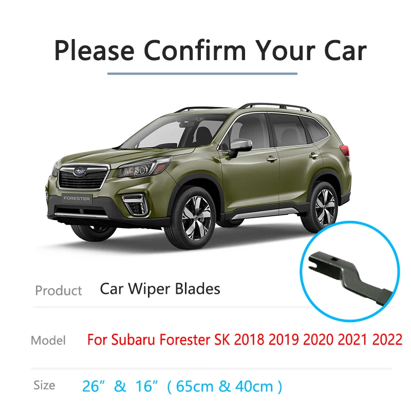 2x For Subaru Forester SK MK5 5 2018 2019 2020 2021 2022 Wiper Blades Silicone Rubber Window Windshield Windscreen Car Cleaning