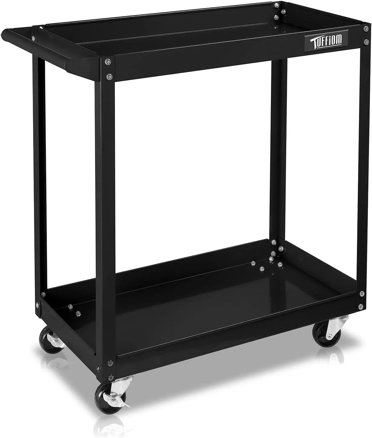 

Mobile 2-Shelf Tool Organizer Rolling Tool Cart with 4 Wheels & Ergonomic Handle